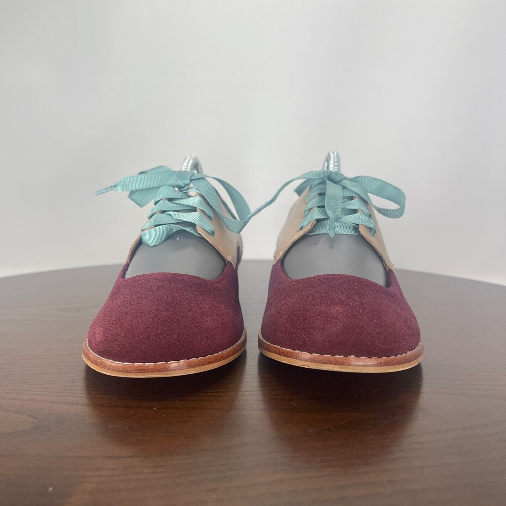Pilcro And The Letterpress Shoes Women 7M Reddish Purple Suede Mary Jane Lace Up - Picture 2 of 16